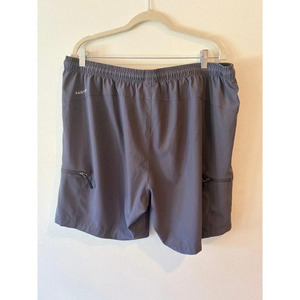 Santiny Mens XXL Gray Cargo Athletic Shorts Zipper Pockets Hiking Gym Running